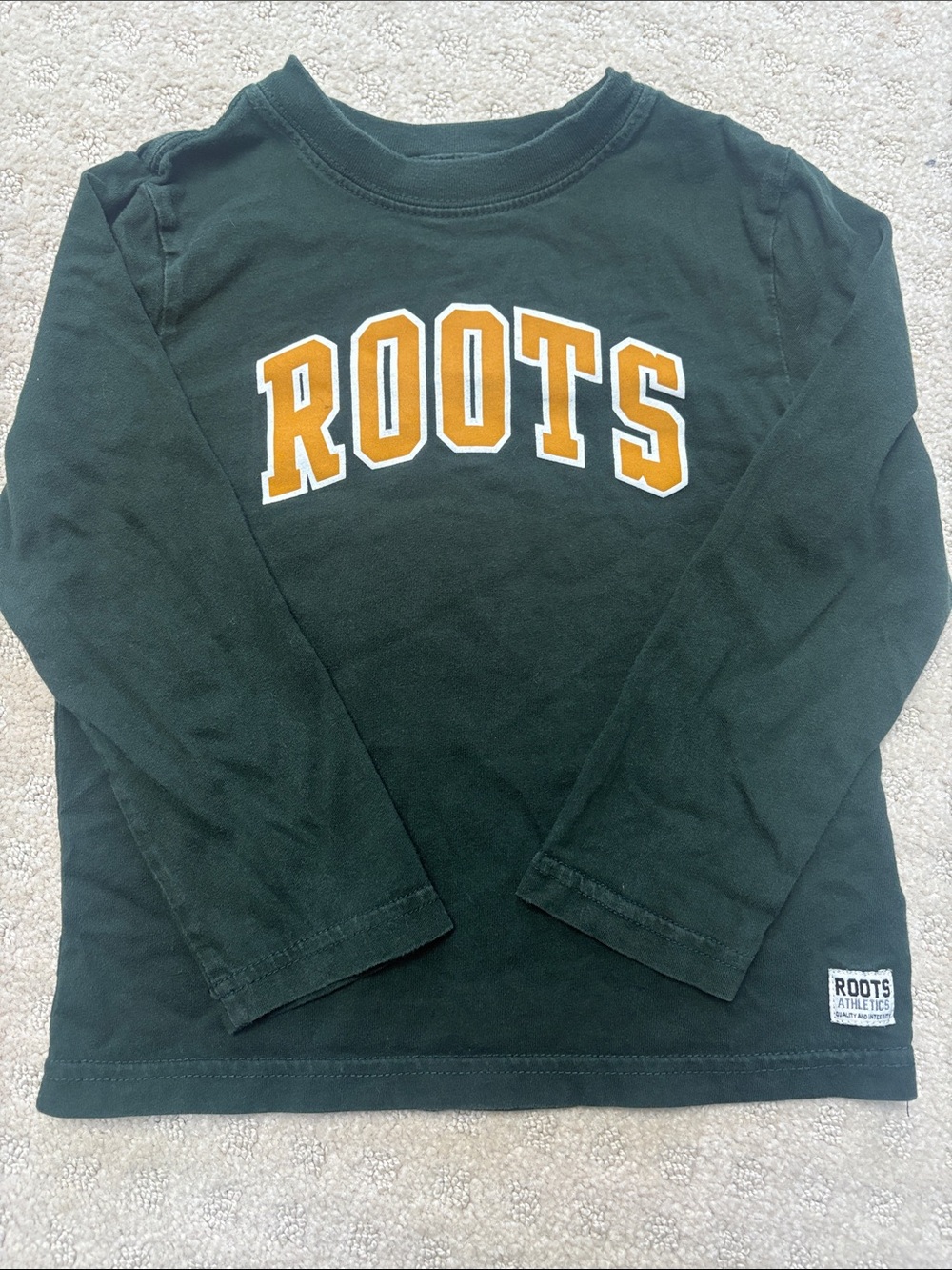 Roots Dark Green Long Sleeve Tee with Gold Logo